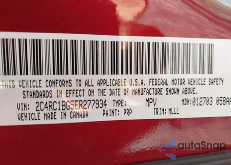 2014 Chrysler Town & Country Touring z USA, uszkodzony, nr VIN 2C4RC1BG5ER277934